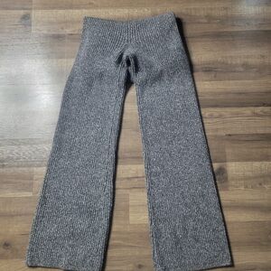 Aerie Sweater Pants Size LARGE Gray Thick Knit Cozy Loungewear Soft & Stretchy
